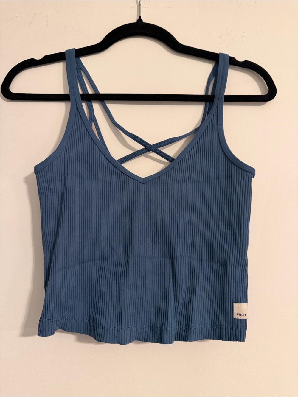 Vuori Steel Blue Ribbed Crisscross Camisole